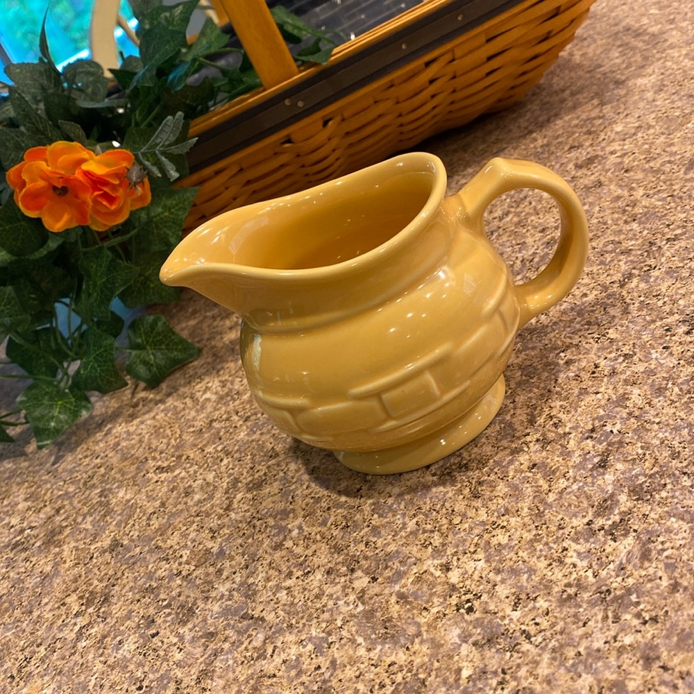 Longaberger Butternut Yellow Pottery Creamer Woven Traditions